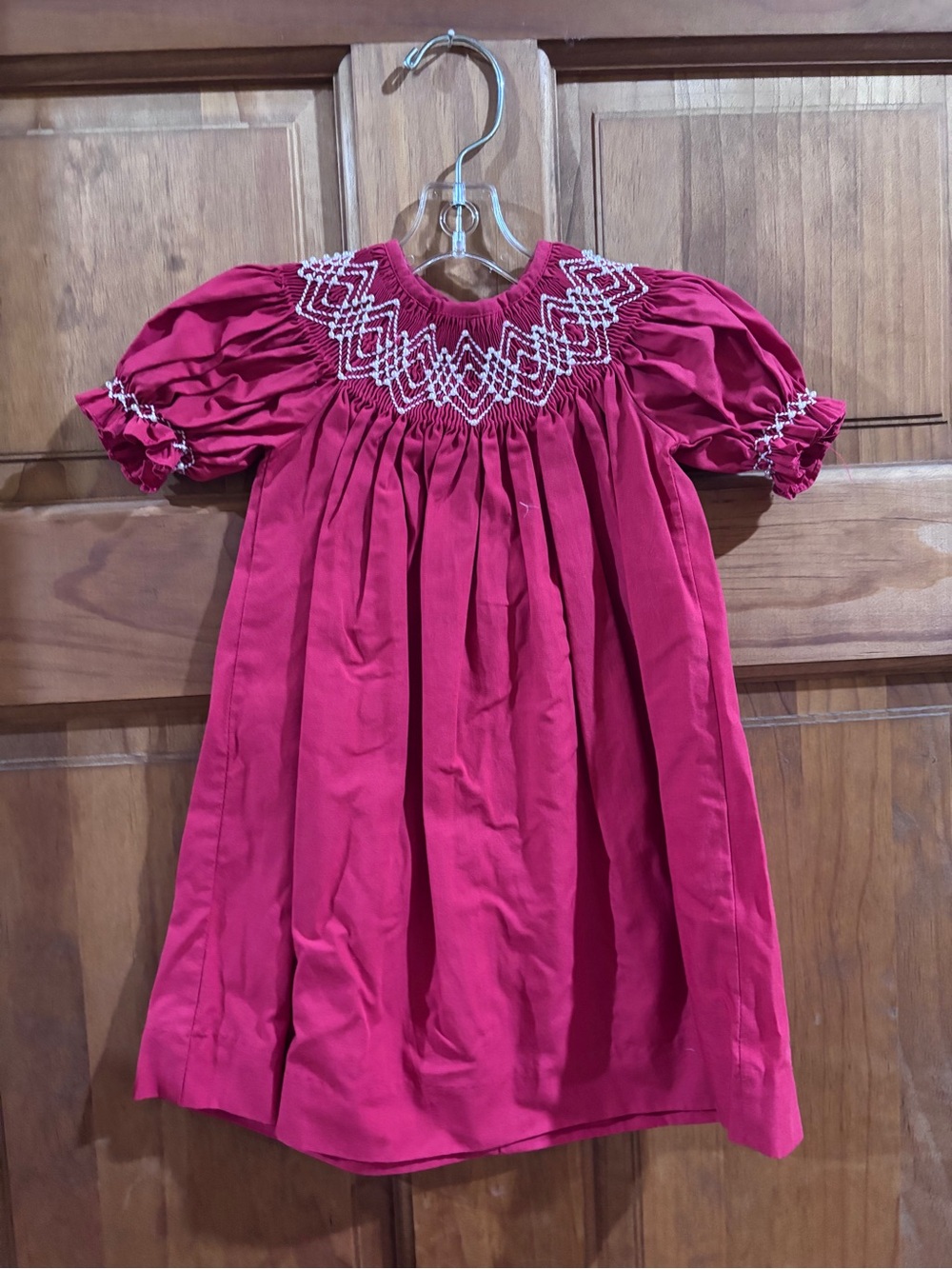 Girls' Smocked Short-Sleeve Dress - red